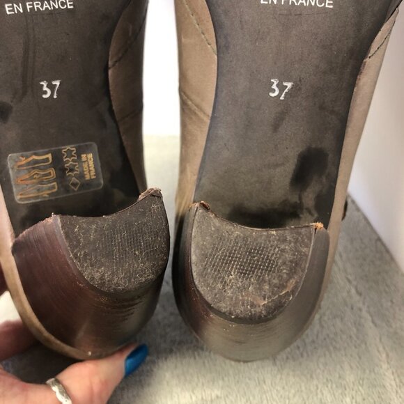 France Mode Block Heel Ankle Strap Leather Shoes Size 37 (6.5 US) - Picture 9 of 16